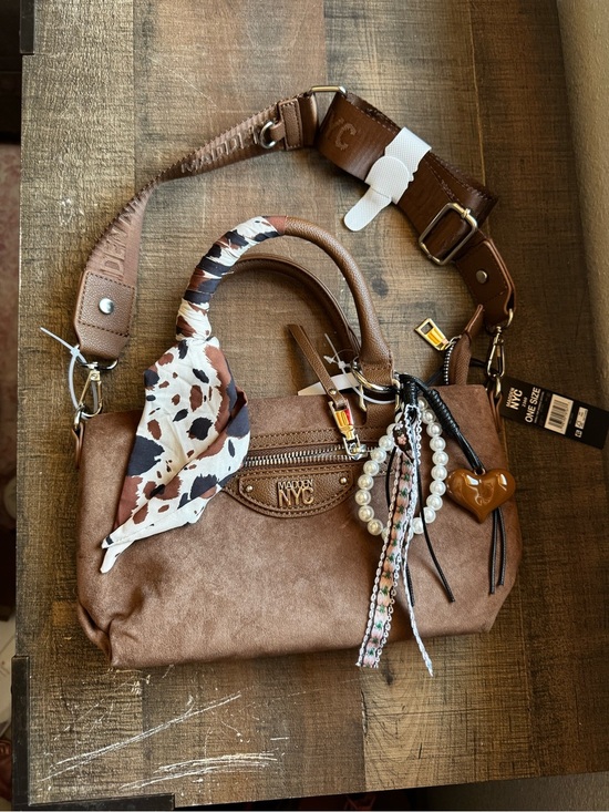 Steve Madden Handbags - Steve Madden Brown Convertible Satchel with Patterned Scarf